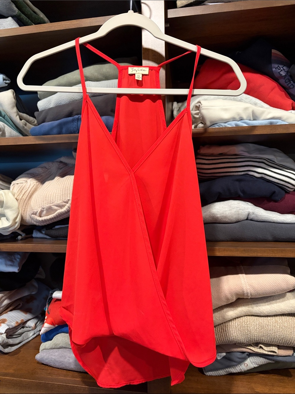 Lush Bright Red Wrap-Front Spaghetti Strap Camisole XS